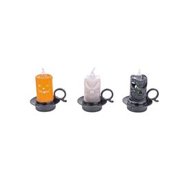 Mini Castiçal Eletrônico Dia Das Bruxas Preto, Branco e Laranja