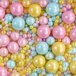 Confeito Sugar Beads Perolizados Amarelo / Azul / Pink