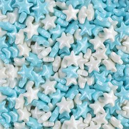 Confeito Shapes Estrelas Grandes Azul / Branco