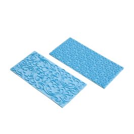 Carimbo Para Modelar Bolo Renda Floral Azul Claro