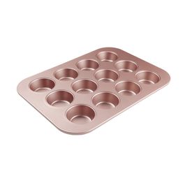 Forma De Aço Carbono Cupcake 12 Cavidades Fundo Fixo Rose Gold