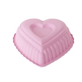 Forma De Silicone Coração Duplo Rosa