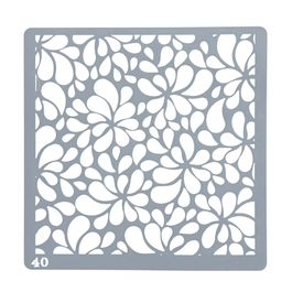 Estêncil Para Bolo E Biscoito Floral-St15-40 Branco