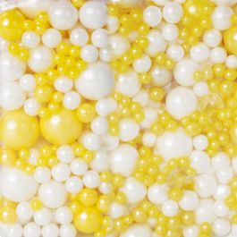Confeito Sugar Beads Perolizado Amarelo E Branco