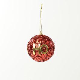Enfeite Bola Com Glitter Vermelho