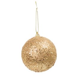 Enfeite Bola Com Glitter Ouro