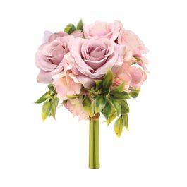 Buquê de Rosas c/ Folhas - Lilás / Rosa / Branco (Flores e Galhos Permanentes)