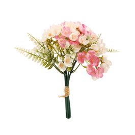 Buquê de Flores Decorativas - Rosa / Branco / Verde (Flores e Galhos Permanentes)