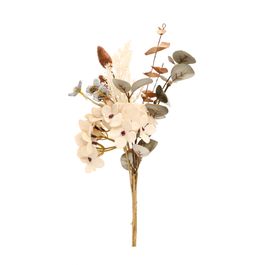Galho Médio c/ Flores - Verde / Branco / Marrom (Flores e Galhos Permanentes)