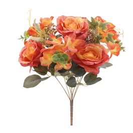 BUQUÊ DE ROSAS E HORTÊNSIAS X4 44 CM - LARANJA