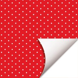 Papel Kraft Poá Vermelho / Branco