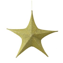 Estrela Decorativa Em Tecido Ouro