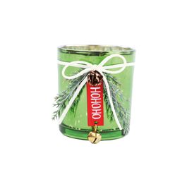 Porta Velas Com Arranjo Verde
