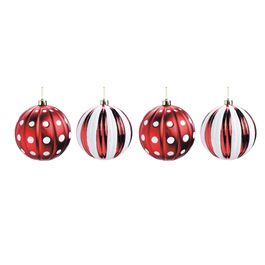 Bola Listrada Com Poa Vermelho E Branco