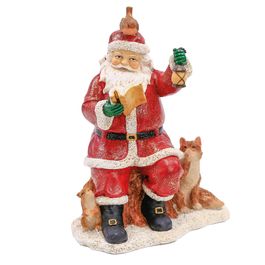 Papai Noel Decorativo Com  Livro Vermelho Branco e Verde