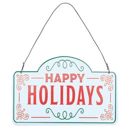 Placa Decorativa H. Holidays Branco Vermelho Verde