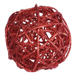 Bola Rattan Com Glitter Vermelho