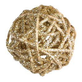 Bola Rattan Com Glitter Ouro