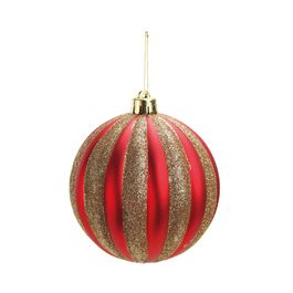 Bola Listrada Com Glitter Vermelho
