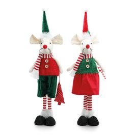 Rato Decorativo Em Pé Branco Vermelho Verde