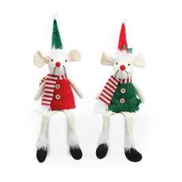 Rato Decorativo Sentado Branco Vermelho Verde