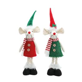 Rato Decorativo Com Roupa Branco Vermelho Verde