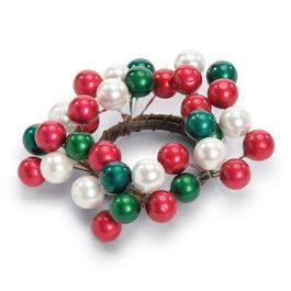 Porta Vela Verde Vermelho Branco 9Cm