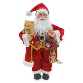 Papai Noel Segurando Urso Vermelho/Branco/Ouro