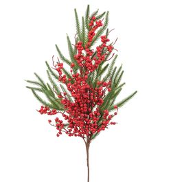 Galho Grande C/Folhas Frutas Vrd/Vrm 77Cm