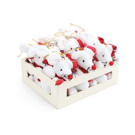 Enfeite Para Pendurar Rato Com Cachecol Vermelho Branco