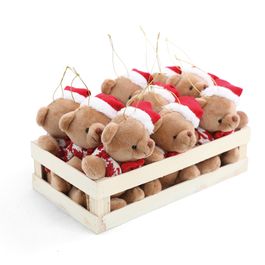 Enfeite Para Pendurar Urso Com Gorro Natural Vermelho Branco