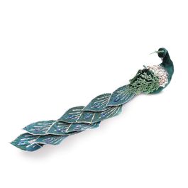 Pavão Decorativo Com Glitter Azul/Verde/Prata