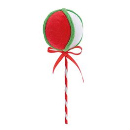 Galho Candy Com Laço Vermelho/Branco/Verde