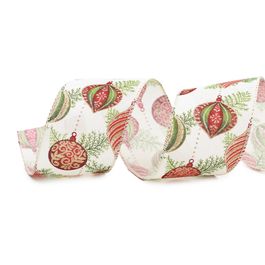 Fita Bolas E Pinos Cru/Vermelho/Ouro