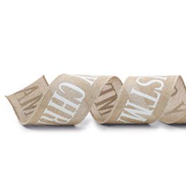 Fita Merry Christmas Natural/Branco