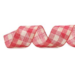 Fita Xadrez Vermelho/Natural