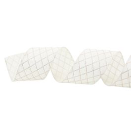Fita Losango Com Glitter Branco/Prata