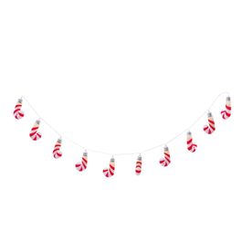 Cordão Candy Canes 10 Leds Vermelho/Branco A Pilha