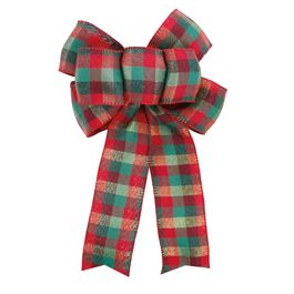 Laço Decorativo Xadrez Vermelho Verde Natural