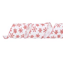 Fita Floco Neve De Glitter Branco/Vermelho