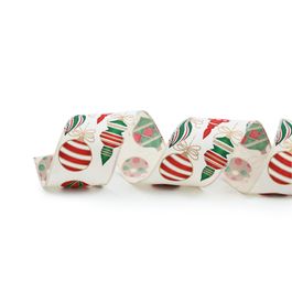 Fita Aramada Enfeite Natal Marfim/Vermelho/Verde
