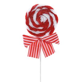 Pick Decor Lollipop Com Laço Vermelho/Branco