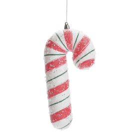 Enfeite Pendurar Candy Cane Com Glitter Vermelho/Branco/Verde
