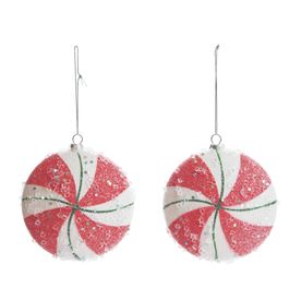 Enfeite Pendurar Doce Listrado Branco/Vermelho/Verde