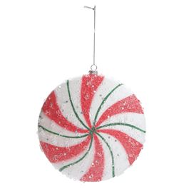 Enfeite Pendurar Doce Listrado Branco/Vermelho/Verde