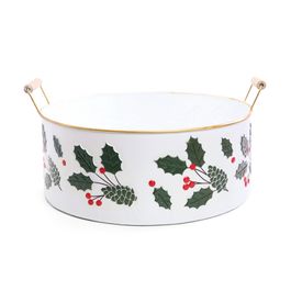 Cachepot Com Folhas E Frutas Branco Vermelho Verde