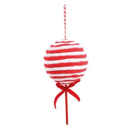 Enfeite Pendurar Lollipop Listrado Vermelho/Branco