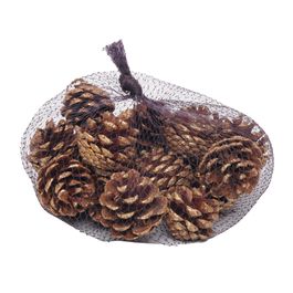Saquinho Com Pinhas Decorativas Ouro Marrom