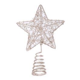 ACESSORIO PARA ARVORE TOPO ESTRELA CHAMPAGNE