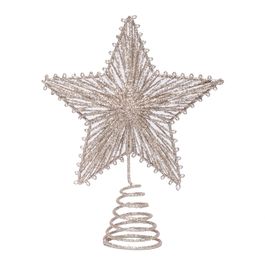 ACESSORIO PARA ARVORE TOPO ESTRELA CHAMPAGNE